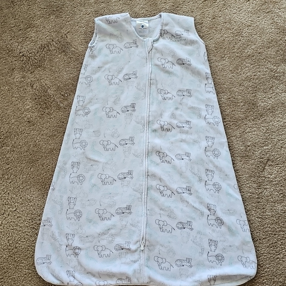 Halo Fleece Sleep Sack Large White Zoo Animals 6-12M
